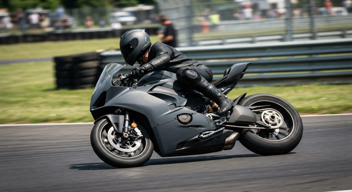 サーキットを走るスーパースポーツバイクのイメージ画像